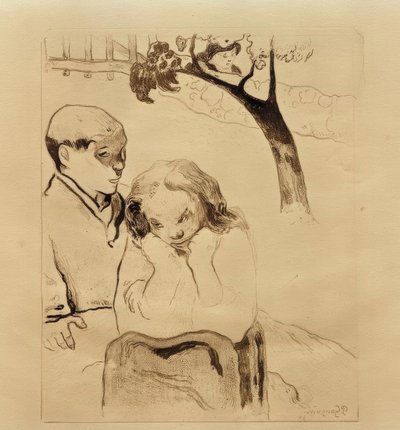 Bretonci u Bariéry od Paul Gauguin