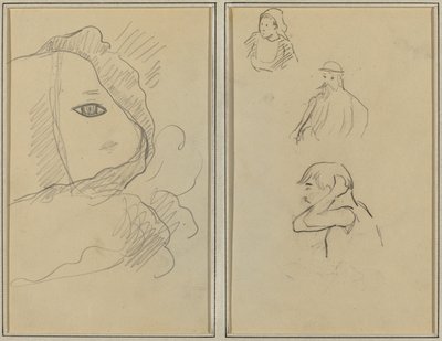 Oko a část obličeje; Bretaňka a dva muži [recto] od Paul Gauguin