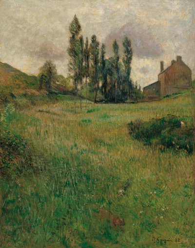 Francouzština:  Course de chiens dans la prairie Psi běhají po louce od Paul Gauguin