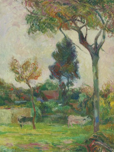Francouzsky: Deux vaches au pré, ou Les Deux vaches Dvě krávy na louce od Paul Gauguin