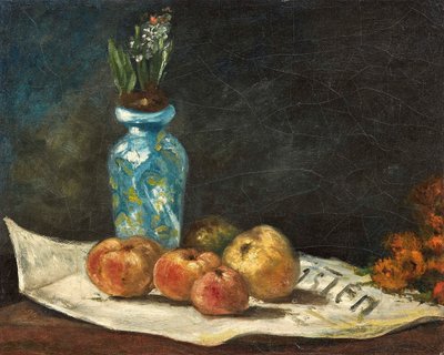 Francouzština:  Jacinthe et pommes sur un journal Hyacint a jablka v novinách od Paul Gauguin