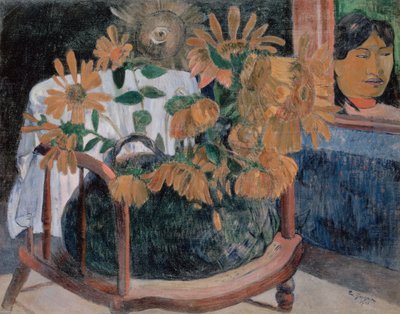 Francouzsky: Nature morte avec des tournesols sur un fauteuil (II) Slunečnice od Paul Gauguin