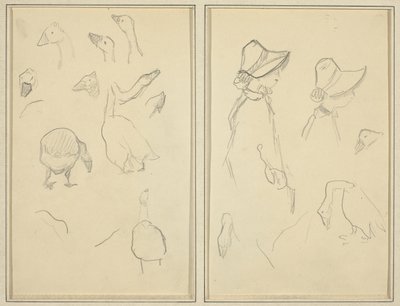 Husy; Girls in Bonnets, Husy [recto] od Paul Gauguin