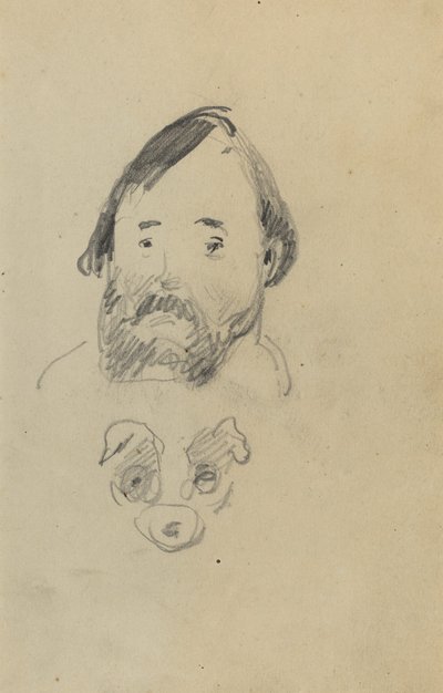 Hlava vousatého muže s hlavou psa [recto] od Paul Gauguin