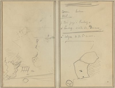 Hlava opice; Inventář lahví a nápojů [verso] od Paul Gauguin