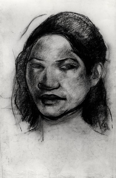 Hlava Tahiťana (uhlí na papíře) od Paul Gauguin