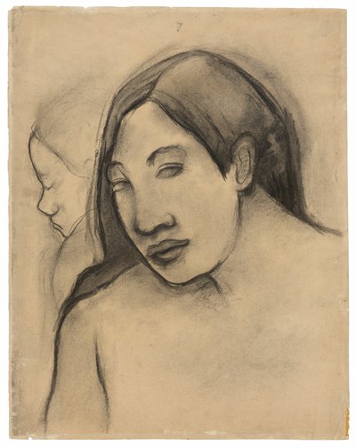 Hlavy tahitských žen, pohledy zepředu a z profilu od Paul Gauguin