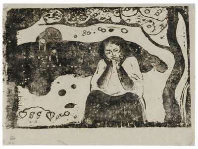 Lidská utrpení, ze sady pozdních dřevotisků od Paul Gauguin