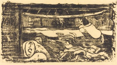 Interiér chaty Interieur de case, v roce 1895 nebo později. od Paul Gauguin