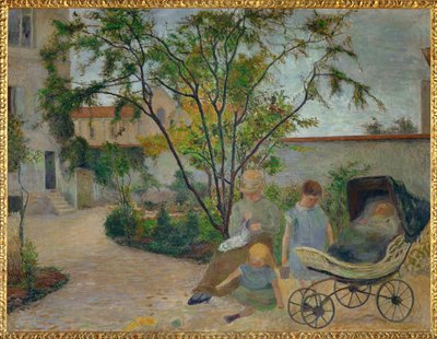 Jardin a Vaugirard, ou La Famille du peintre dans le de jardin la rue Carcel (olej na plátně) od Paul Gauguin