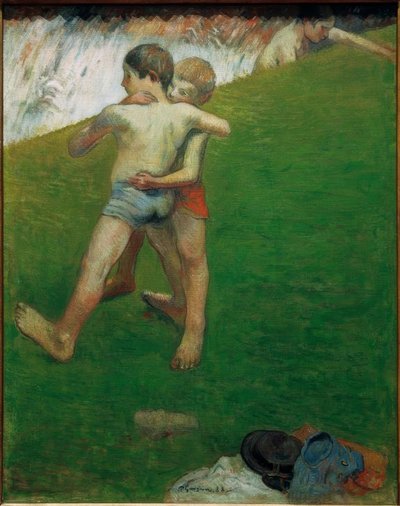 Mladí zápasníci - Bretaň od Paul Gauguin