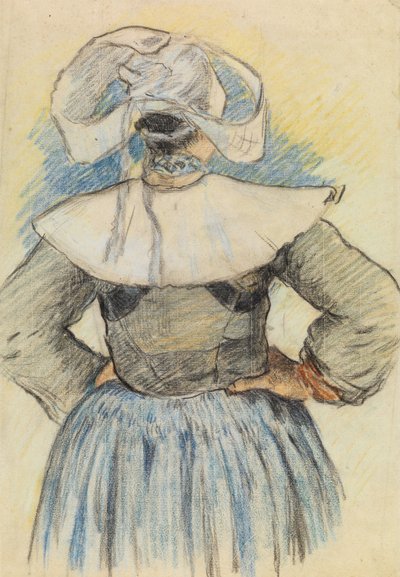 La Bretonne, Pont-Aven c.1886 (křída na papíře) od Paul Gauguin