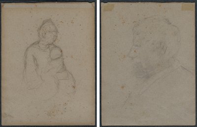Matka s dítětem (recto); profilové poprsí muže (verso) od Paul Gauguin