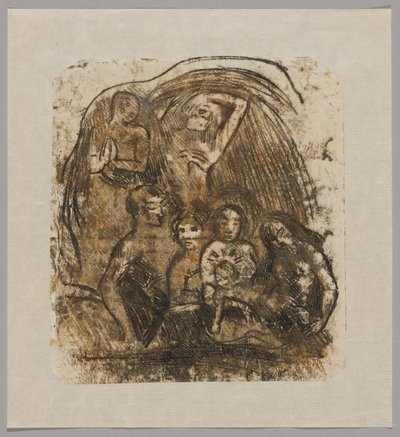 Betlém (Matka s dítětem obklopené pěti postavami) od Paul Gauguin