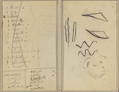 "Neige" (Sníh); Itinerář [recto] od Paul Gauguin