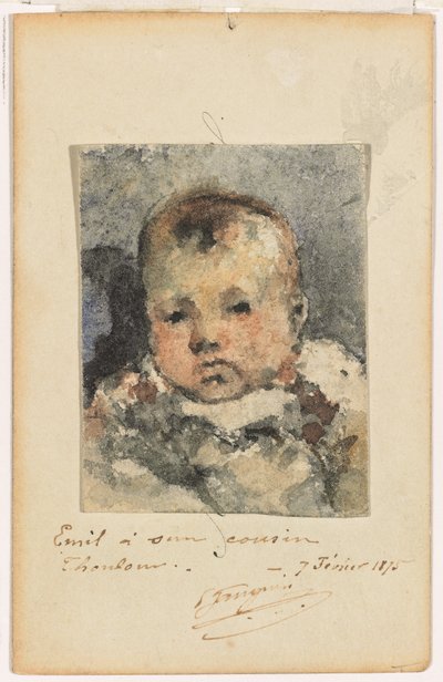 Portrét dítěte, 7. února 1875 (akvarel na papíře položený na originální vizitce) od Paul Gauguin