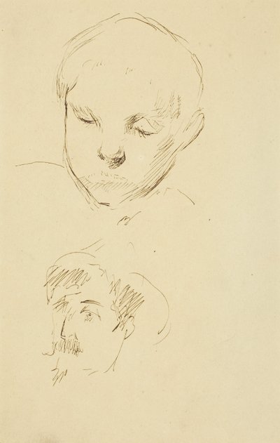 Profil chlapce a autoportrét [recto] od Paul Gauguin