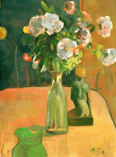 Růže a soška od Paul Gauguin
