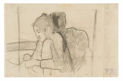 Sedící tahitská žena (recto), Náčrtky kohoutů a kuřat (verze) od Paul Gauguin