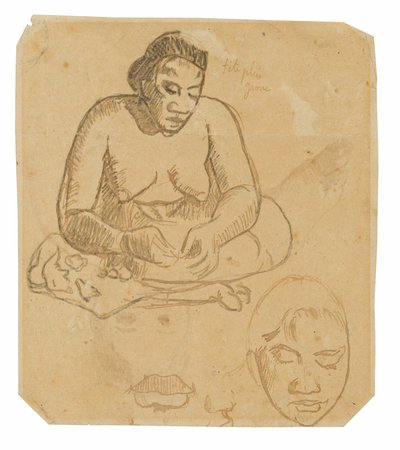 Sedící tahitská žena (recto); Stojící tahitská žena (verze) od Paul Gauguin