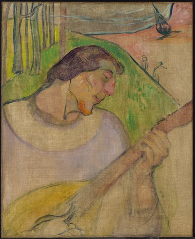 Autoportrét s mandolínou, asi 1889 (olej na plátně) od Paul Gauguin