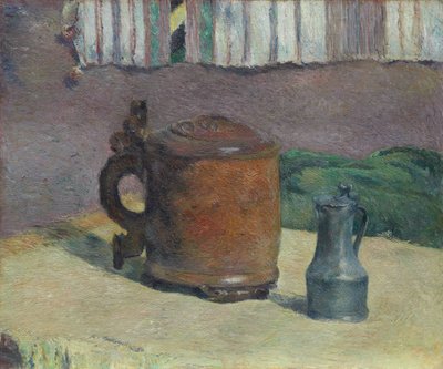 Zátiší: Dřevěná nádoba a kovový džbán od Paul Gauguin