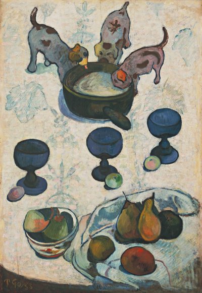 Zátiší se třemi štěňaty od Paul Gauguin