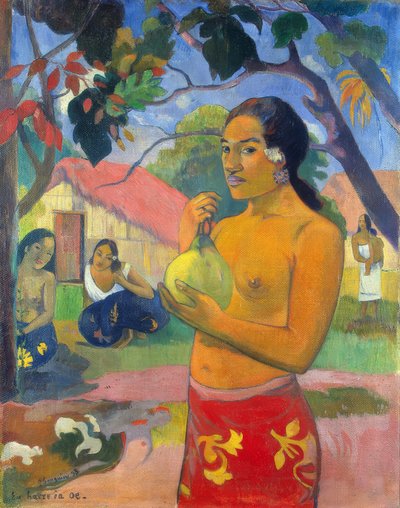 Tahiti: Žena držící ovoce (Kam jdeš? / Eu haere ia oe?), Paul Gauguin (1893) od Paul Gauguin