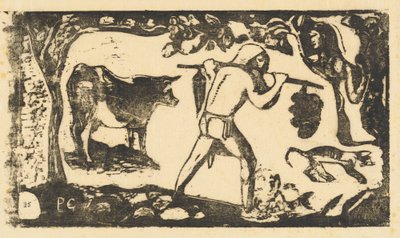 Tahitské nesoucí banány Le porteur de fei, v roce 1895 nebo později. od Paul Gauguin