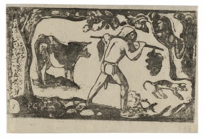 Tahitian Carrying Bananas, ze Suite of Late Wood-Block Prints od Paul Gauguin