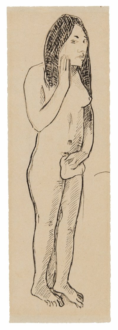 Tahitská Eva (souvisí s obrazem Parau ne te varua ino) (recto); Fragment nápisu (související s Cahier pour Aline) (verso) od Paul Gauguin
