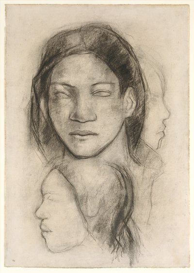 Tahitské tváře (pohled zepředu a profily) od Paul Gauguin