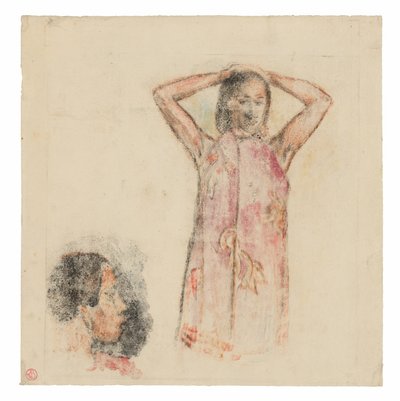 Tahitská dívka v růžovém Pareu od Paul Gauguin