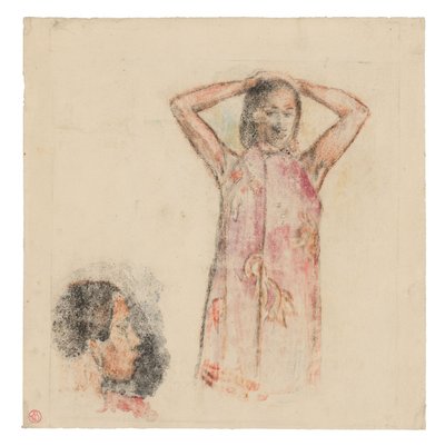 Tahitská dívka v růžovém Pareu od Paul Gauguin