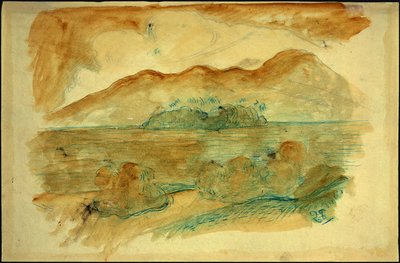 Tahitijské pobřeží, verso od Paul Gauguin