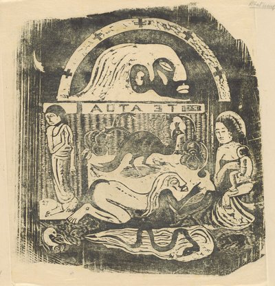 Te Atua The Gods Small Plate [recto], v roce 1895 nebo později. od Paul Gauguin