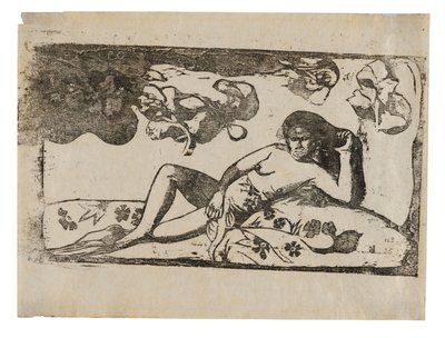 Te arii vahine-opoi (Žena s mangovníkem), ze sady pozdních dřevotisků od Paul Gauguin