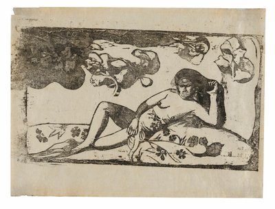Te arii vahine-opoi (Žena s mangovníkem), ze sady pozdních dřevotisků od Paul Gauguin