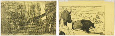 Ďábel mluví (Mahna No Varua Ino) (recto); Dámské praní prádla (verze) od Paul Gauguin