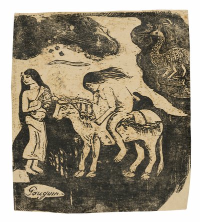 Znásilnění Evropy, ze sady pozdních dřevotisků od Paul Gauguin