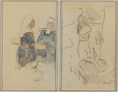 Dvě Bretonky; Krajina [recto] od Paul Gauguin