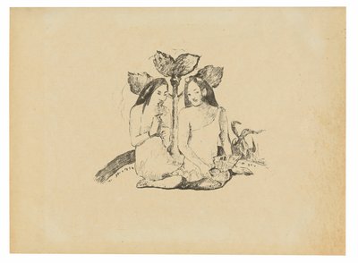 Dvě maorské ženy v podřepu od Paul Gauguin