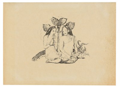 Dvě maorské ženy v podřepu od Paul Gauguin