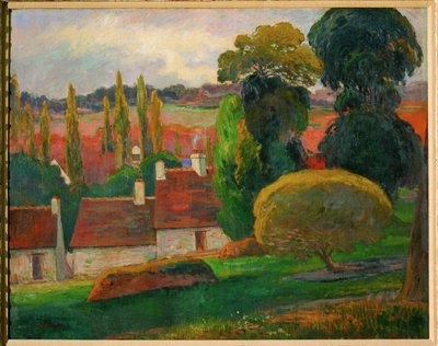 Une Ferme en Bretagne - statek v Bretani (malba na plátně) od Paul Gauguin