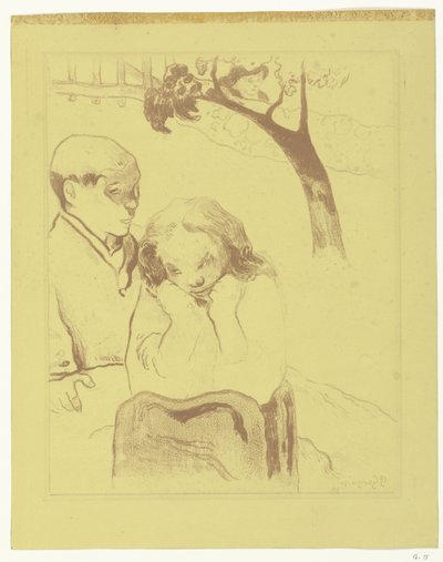 Smutná žena sedí s mužem Lidské utrpení Miseres humaines od Paul Gauguin
