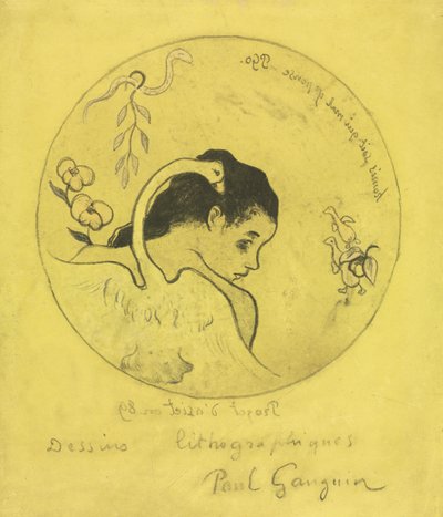 Volpini Suite: Design for a Tale: Leda and the Swan Projet dAssiette: Léda et le Cygne, 1889. od Paul Gauguin
