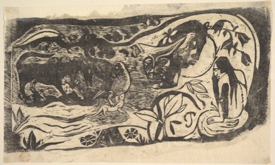 Dřevoryt s hlavou rohatou, 1898-99. od Paul Gauguin