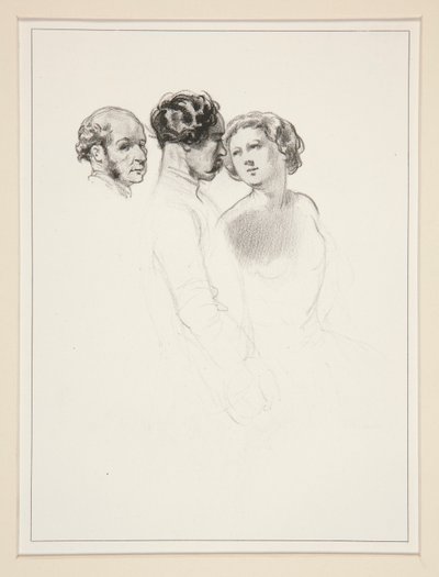 Figurální studie; Skupina tří postav od Paul Gavarni
