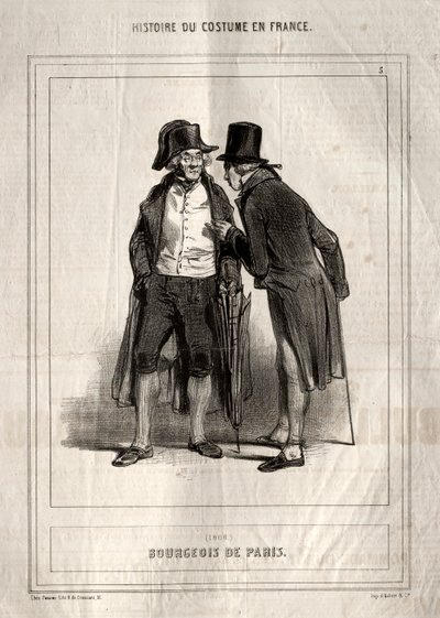 Historie kostýmu ve Francii: Bourgeois of Paris, 1843. od Paul Gavarni
