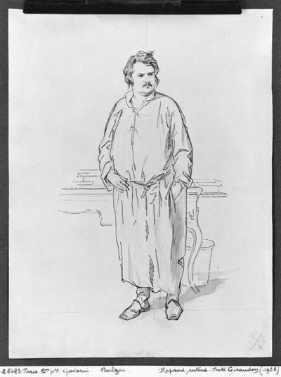 Honore de Balzac (pero a inkoust a mytí na papíře) od Paul Gavarni